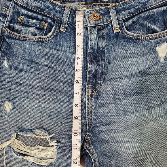 Zara Barrel Boyfriend Distressed Jeans Size 00 Raw Hem Ankle Length Denim Baggy - Picture 6 of 8